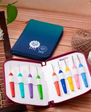 estuche ganchillo waves azul knit pro