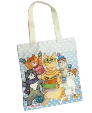 tote bag fondo azul gatos emma ball