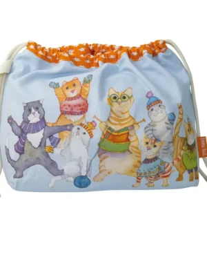 bolsa fruncida gatos tejiendo