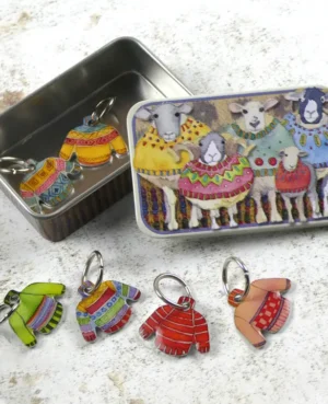 cajita de ovejas con marcadores de punto jerseys